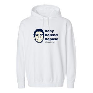 Luigi Mangione Deny Defend Depose — Free Luigi Garment-Dyed Fleece Hoodie