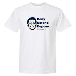 Luigi Mangione Deny Defend Depose — Free Luigi Garment-Dyed Heavyweight T-Shirt