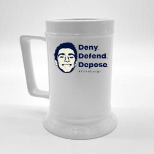 Luigi Mangione Deny Defend Depose — Free Luigi Beer Stein