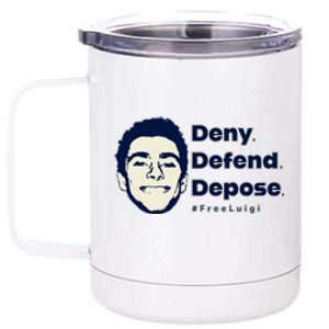 Luigi Mangione Deny Defend Depose — Free Luigi 12 oz Stainless Steel Tumbler Cup