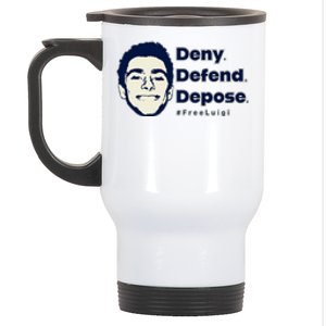 Luigi Mangione Deny Defend Depose — Free Luigi Stainless Steel Travel Mug