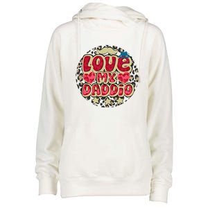 Love My Daddio Fathers Day Funny Super Daddio Womens Funnel Neck Pullover Hood