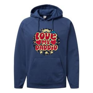 Love My Daddio Fathers Day Funny Super Daddio Performance Fleece Hoodie