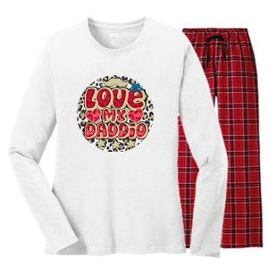 Love My Daddio Fathers Day Funny Super Daddio Women's Long Sleeve Flannel Pajama Set 