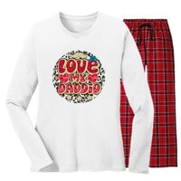 Love My Daddio Fathers Day Funny Super Daddio Women's Long Sleeve Flannel Pajama Set 