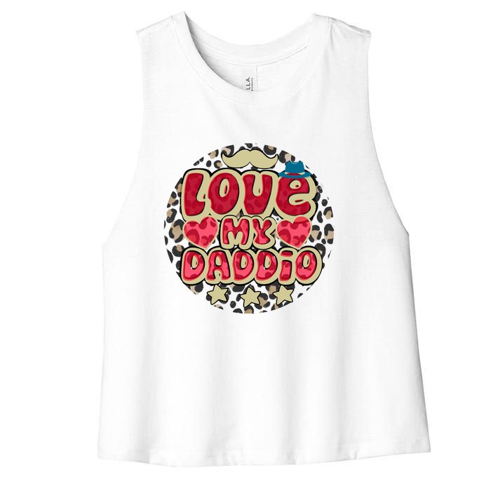 Love My Daddio Fathers Day Funny Super Daddio Women's Racerback Cropped Tank