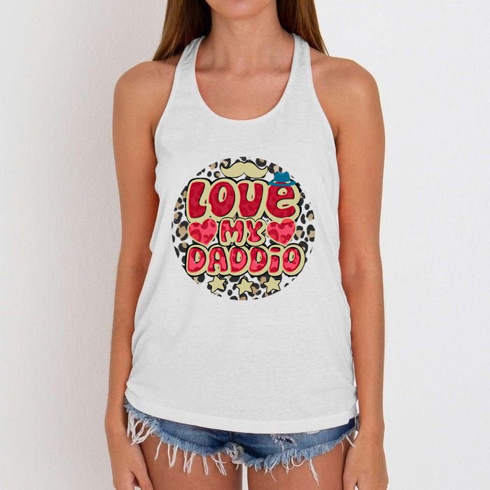 Love My Daddio Fathers Day Funny Super Daddio Women's Knotted Racerback Tank