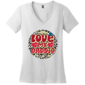 Love My Daddio Fathers Day Funny Super Daddio Women's V-Neck T-Shirt