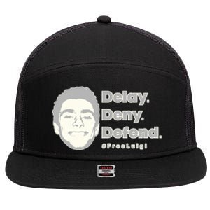 Luigi Delay Deny Defend 7 Panel Mesh Trucker Snapback Hat