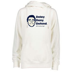 Luigi Delay Deny Defend Womens Funnel Neck Pullover Hood