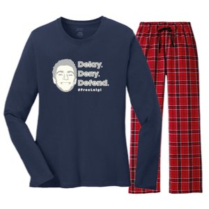 Luigi Delay Deny Defend Women's Long Sleeve Flannel Pajama Set 