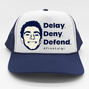 Luigi Delay Deny Defend Trucker Hat