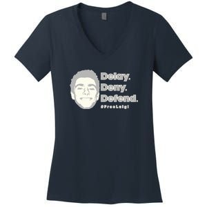 Luigi Delay Deny Defend Women's V-Neck T-Shirt