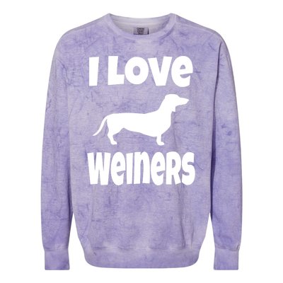 Lover Mom Dad I Love Weiners Gift Weiner Dog Owner Dachshund Colorblast Crewneck Sweatshirt