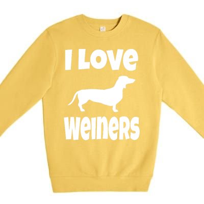 Lover Mom Dad I Love Weiners Gift Weiner Dog Owner Dachshund Premium Crewneck Sweatshirt