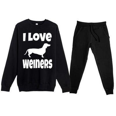 Lover Mom Dad I Love Weiners Gift Weiner Dog Owner Dachshund Premium Crewneck Sweatsuit Set