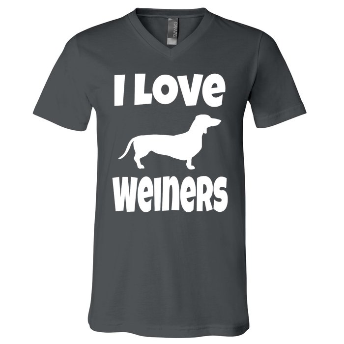 Lover Mom Dad I Love Weiners Gift Weiner Dog Owner Dachshund V-Neck T-Shirt