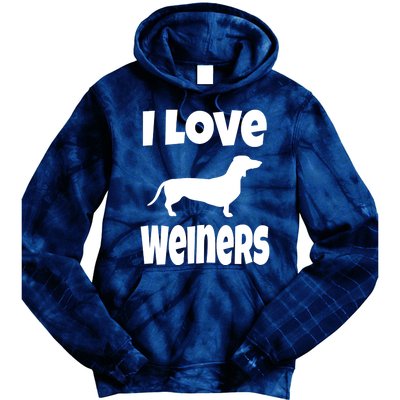 Lover Mom Dad I Love Weiners Gift Weiner Dog Owner Dachshund Tie Dye Hoodie