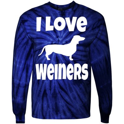 Lover Mom Dad I Love Weiners Gift Weiner Dog Owner Dachshund Tie-Dye Long Sleeve Shirt