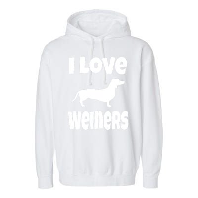 Lover Mom Dad I Love Weiners Gift Weiner Dog Owner Dachshund Garment-Dyed Fleece Hoodie