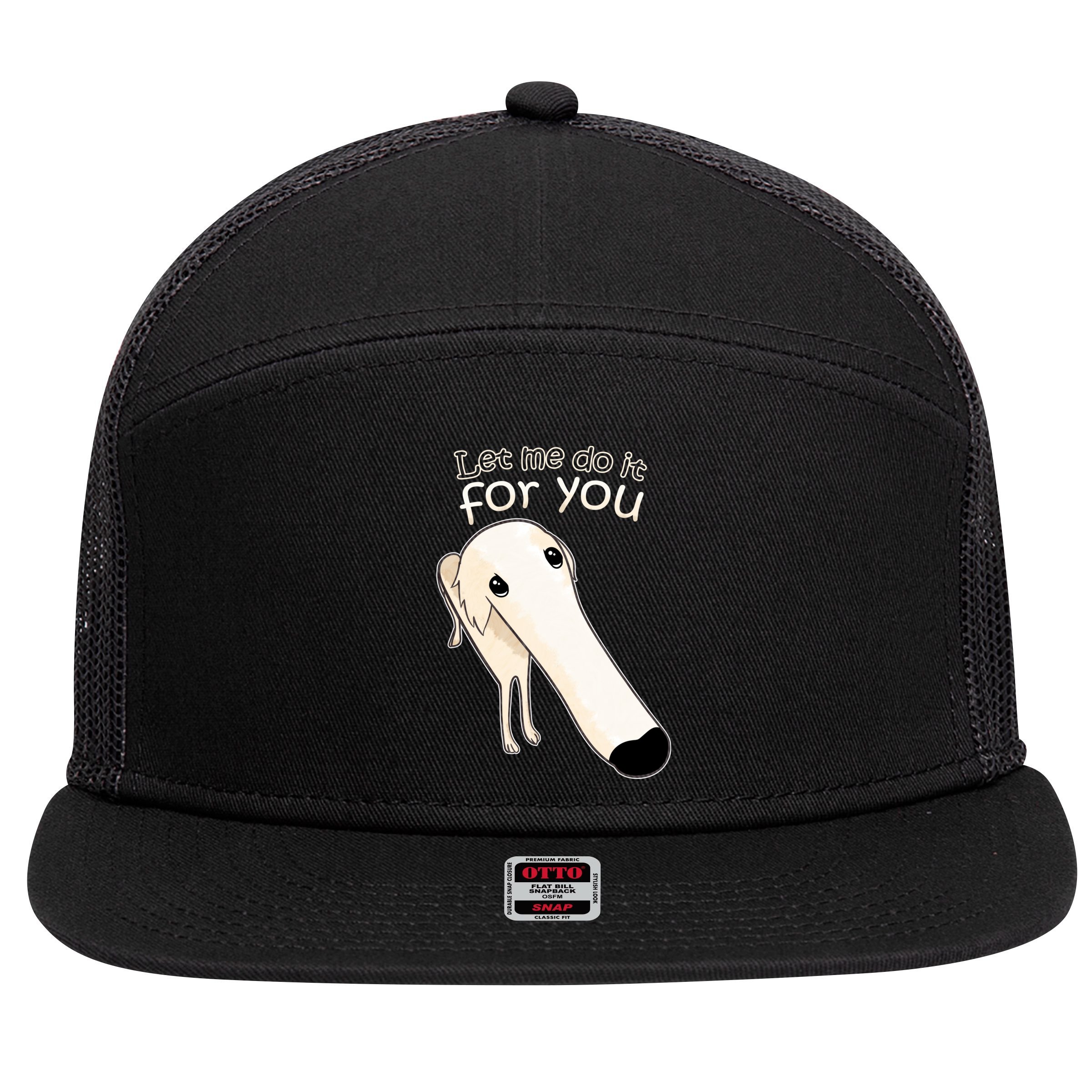 Let Me Do It For You Borzoi Dog Meme 7 Panel Mesh Trucker Snapback Hat