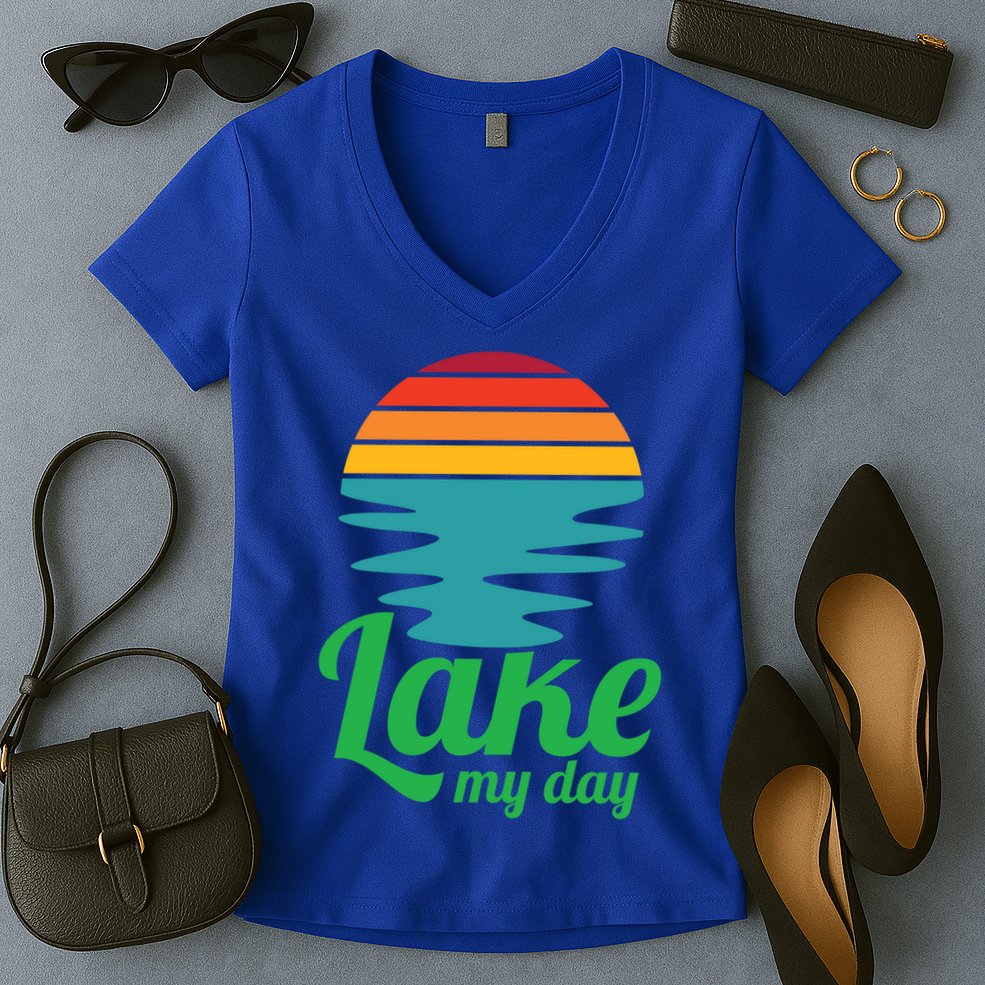 Lake My Day Perfect Vacation On The Lake Outdoor Adventure Gift Women's V-Neck T-Shirt