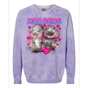 Love Moo Deng Funny Cute Hippo Meme Colorblast Crewneck Sweatshirt