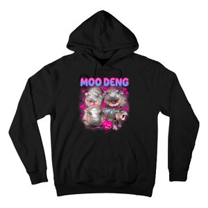 Love Moo Deng Funny Cute Hippo Meme Hoodie