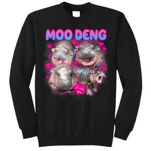 Love Moo Deng Funny Cute Hippo Meme Sweatshirt