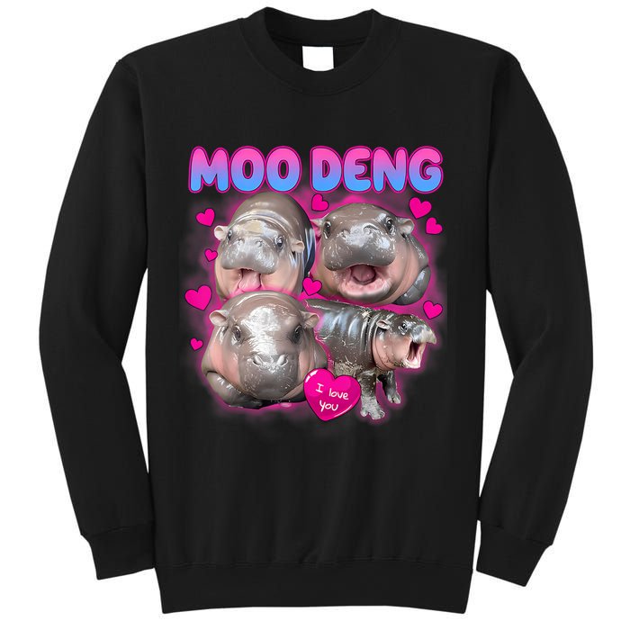 Love Moo Deng Funny Cute Hippo Meme Sweatshirt