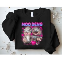 Love Moo Deng Funny Cute Hippo Meme Sweatshirt