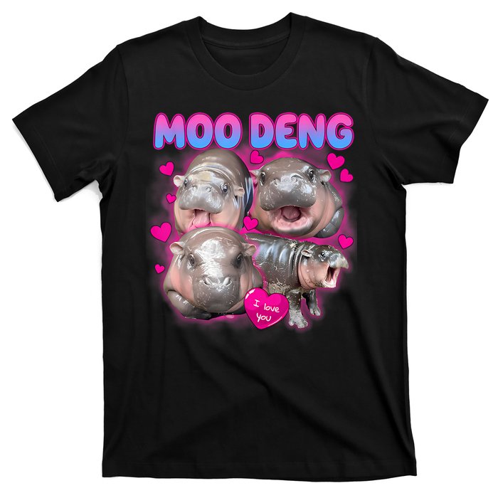 Love Moo Deng Funny Cute Hippo Meme T-Shirt