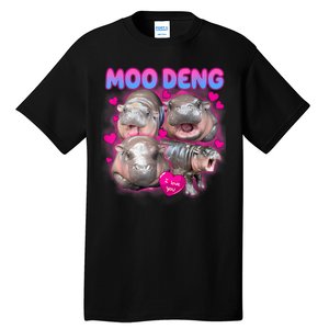 Love Moo Deng Funny Cute Hippo Meme Tall T-Shirt