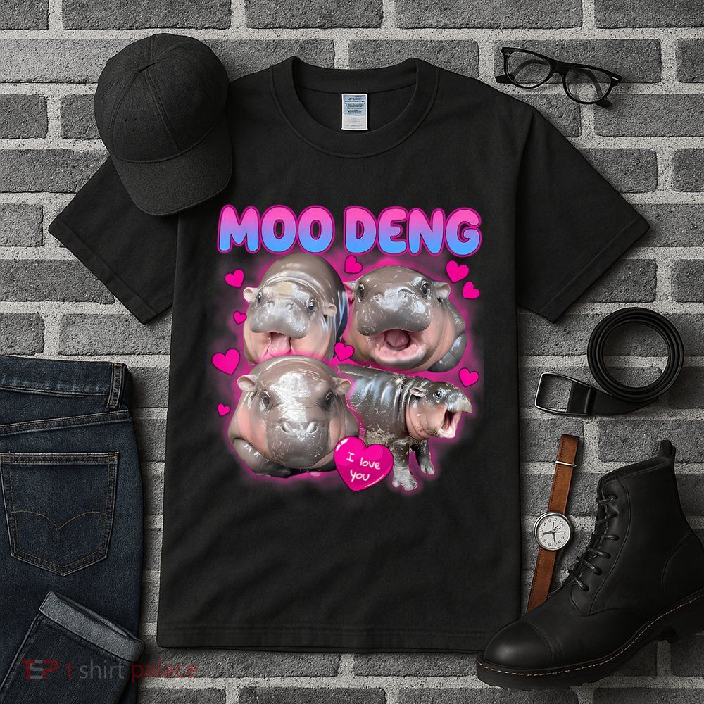 Love Moo Deng Funny Cute Hippo Meme Tall T-Shirt