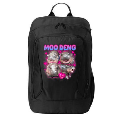 Love Moo Deng Funny Cute Hippo Meme City Backpack