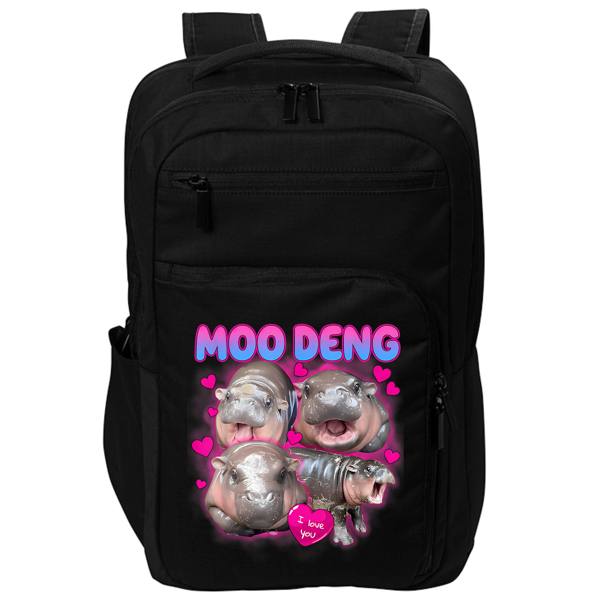 Love Moo Deng Funny Cute Hippo Meme Impact Tech Backpack