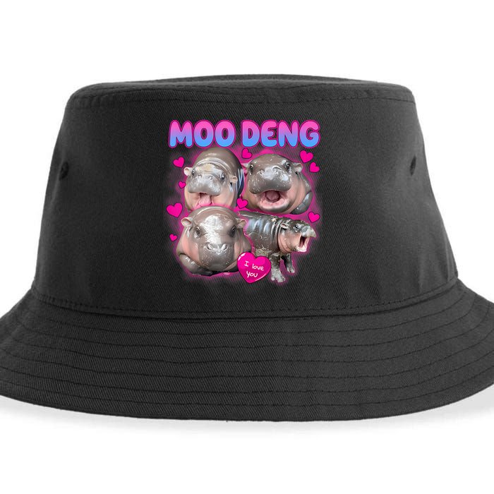 Love Moo Deng Funny Cute Hippo Meme Sustainable Bucket Hat