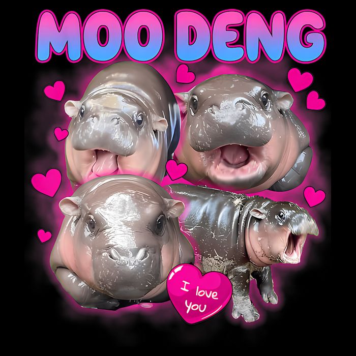 Love Moo Deng Funny Cute Hippo Meme Button
