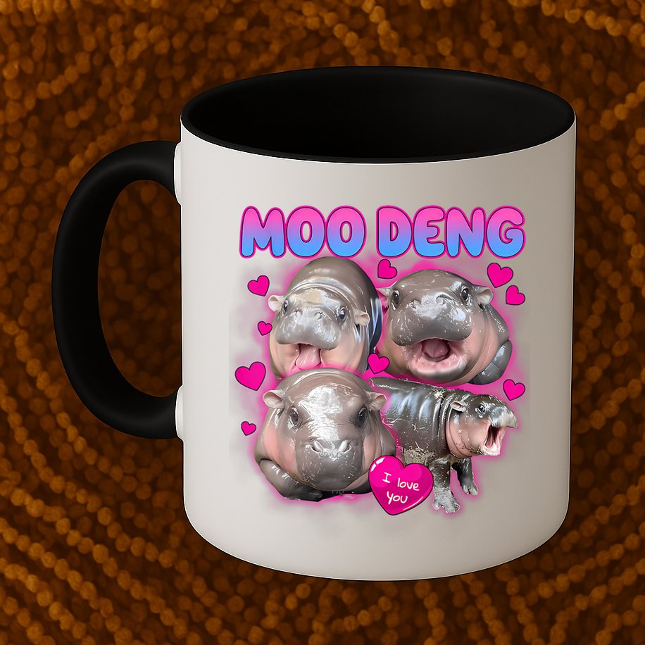 Love Moo Deng Funny Cute Hippo Meme Mug