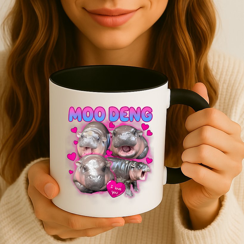 Love Moo Deng Funny Cute Hippo Meme Mug