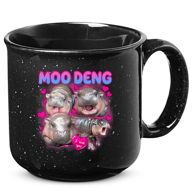 Love Moo Deng Funny Cute Hippo Meme 15oz Campfire Ceramic Mug