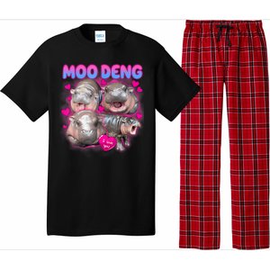 Love Moo Deng Funny Cute Hippo Meme Pajama Set