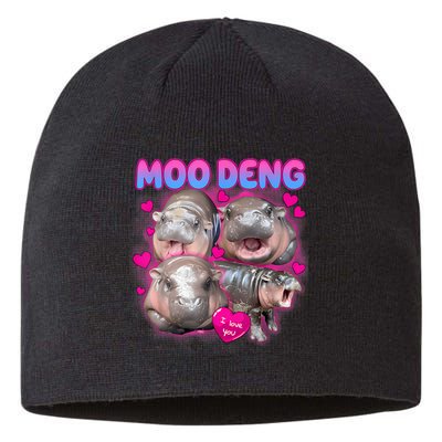 Love Moo Deng Funny Cute Hippo Meme Sustainable Beanie