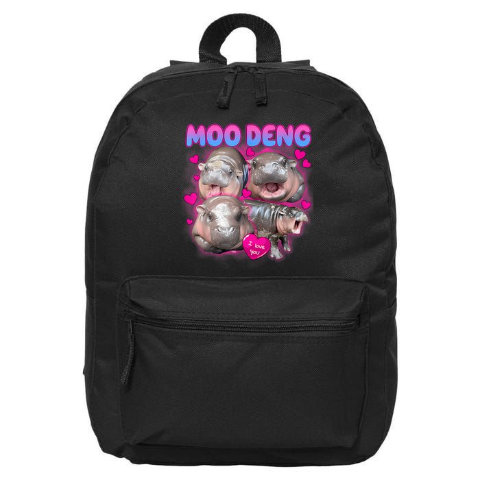 Love Moo Deng Funny Cute Hippo Meme 16 in Basic Backpack