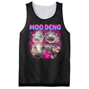 Love Moo Deng Funny Cute Hippo Meme Mesh Reversible Basketball Jersey Tank