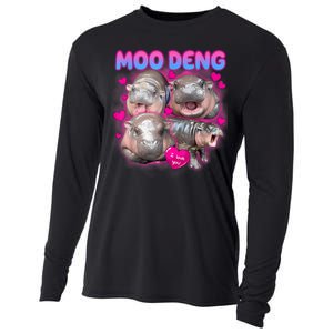 Love Moo Deng Funny Cute Hippo Meme Cooling Performance Long Sleeve Crew