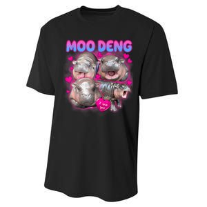 Love Moo Deng Funny Cute Hippo Meme Performance Sprint T-Shirt