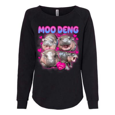 Love Moo Deng Funny Cute Hippo Meme Womens California Wash Sweatshirt