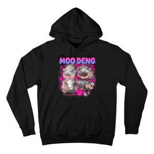 Love Moo Deng Funny Cute Hippo Meme Tall Hoodie