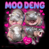 Love Moo Deng Funny Cute Hippo Meme Toddler T-Shirt